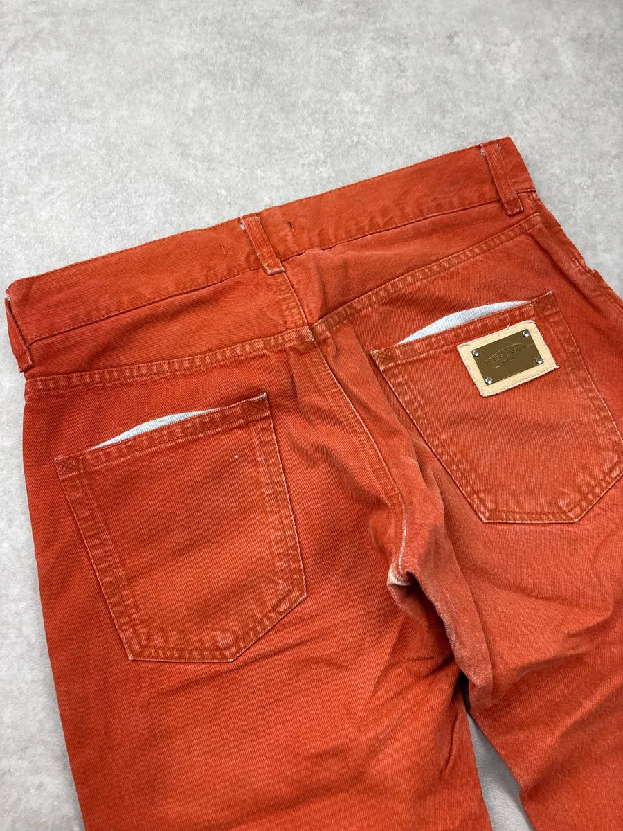 2000s Dolce & Gabbana Orange Contrast Denim Jeans PEgDIpDM 9