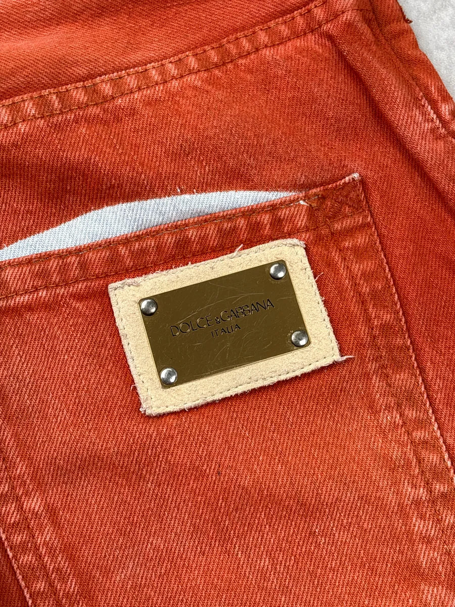 2000s Dolce & Gabbana Orange Contrast Denim Jeans PEgDIpDM 11