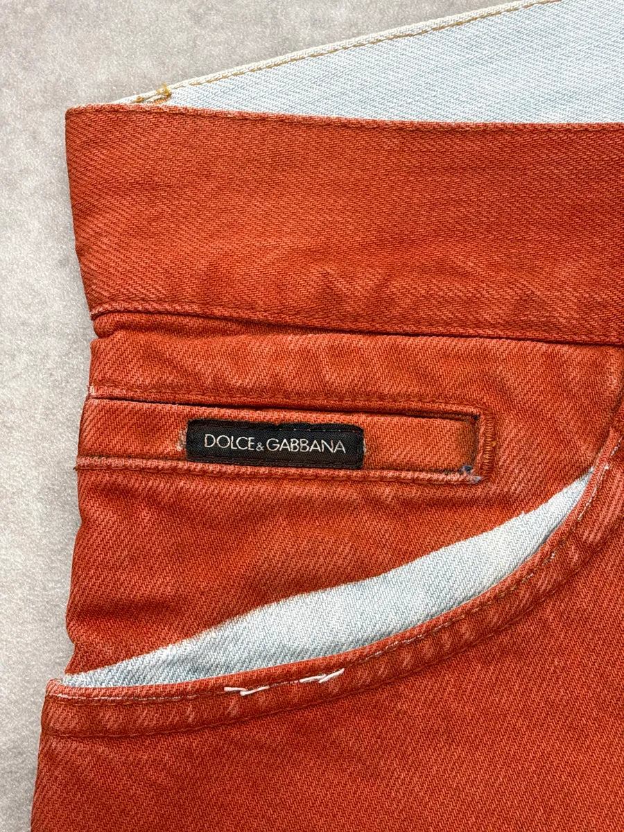 2000s Dolce & Gabbana Orange Contrast Denim Jeans PEgDIpDM 10