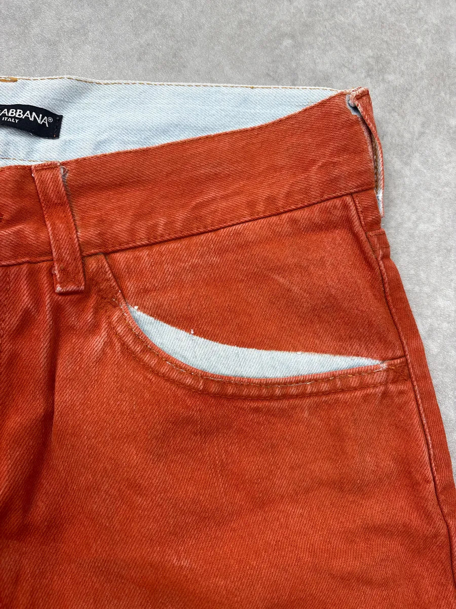 2000s Dolce & Gabbana Orange Contrast Denim Jeans PEgDIpDM 8
