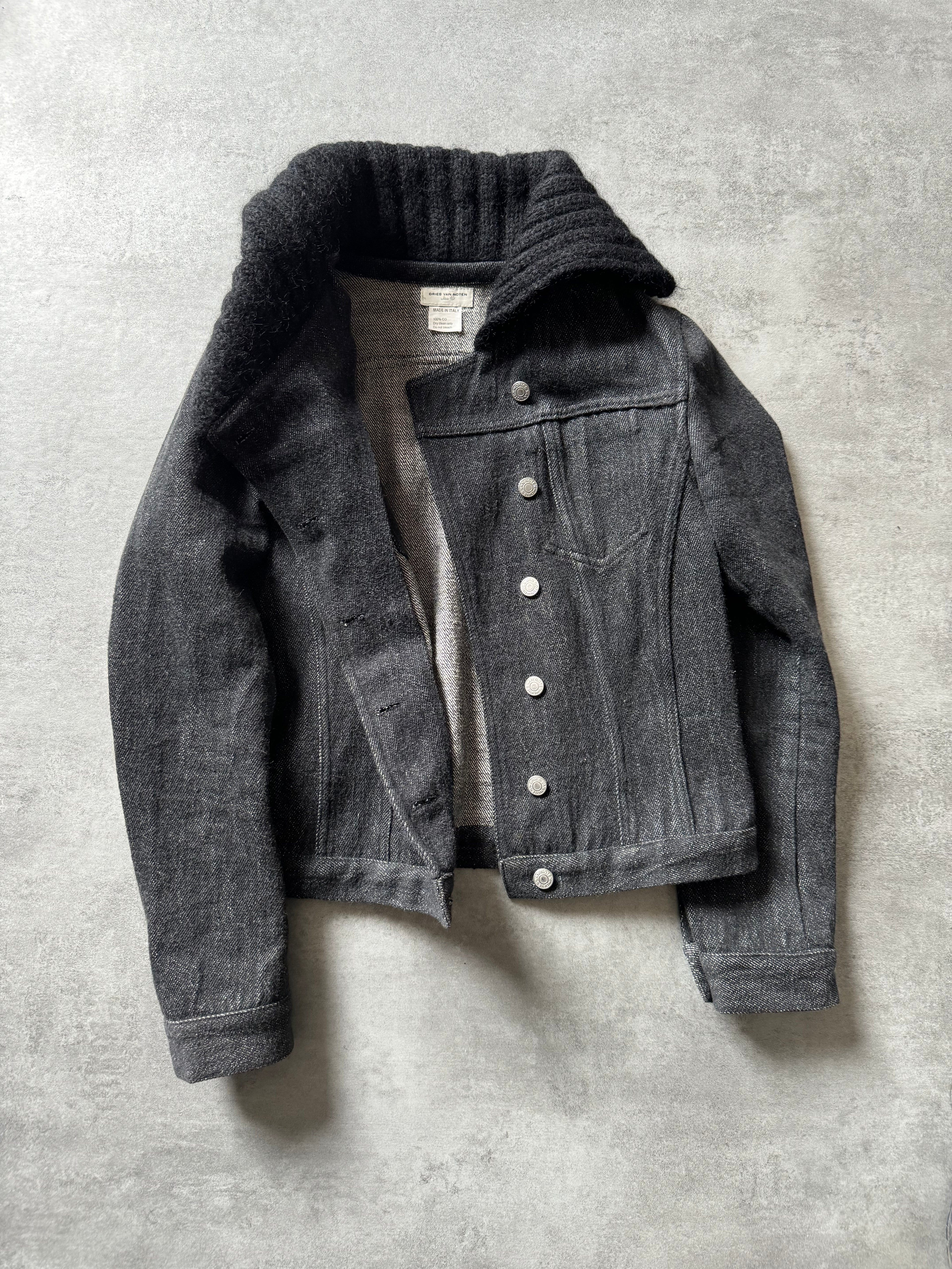 SS2018 Dries Van Noten New-York Sea Grey Asymmetrical Denim Jacket (S) - 4