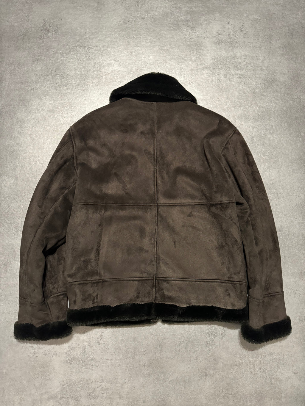 2000s Balmain Brown Faux Fur Shearling Aviator Jacket (L) - 2