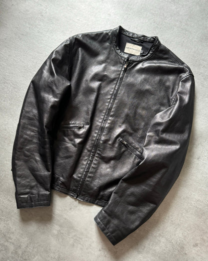 1990s Emporio Armani Cozy Black Prime Leather Jacket (XL) - 3