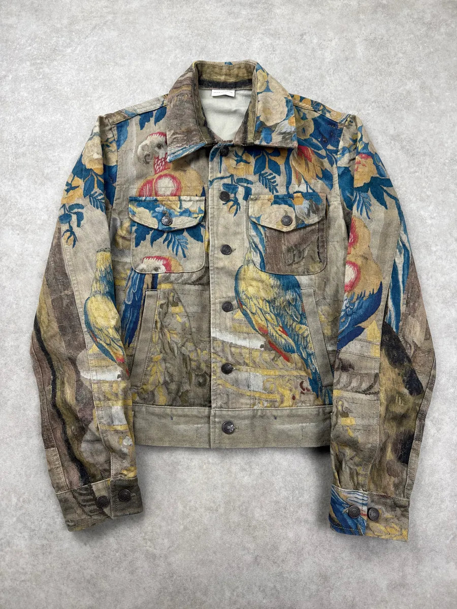 SS2017 Dries Van Noten Beige Jungle Tapestry Trucker Cropped Jacket POjkOOQO 0