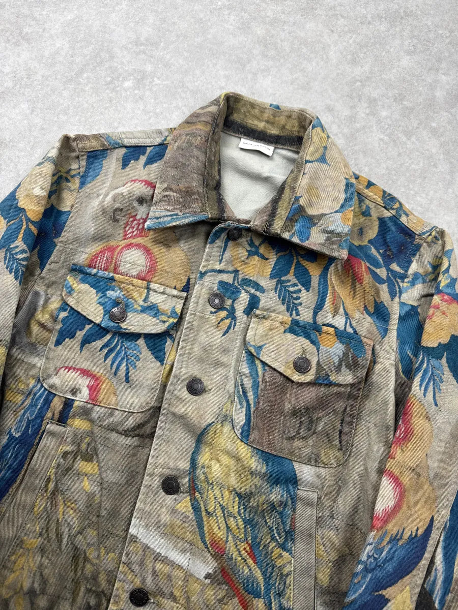 SS2017 Dries Van Noten Beige Jungle Tapestry Trucker Cropped Jacket POjkOOQO 5