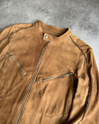 AW1999 Prada Brown Cafe Brown Leather Biker Jacket (M) - 6