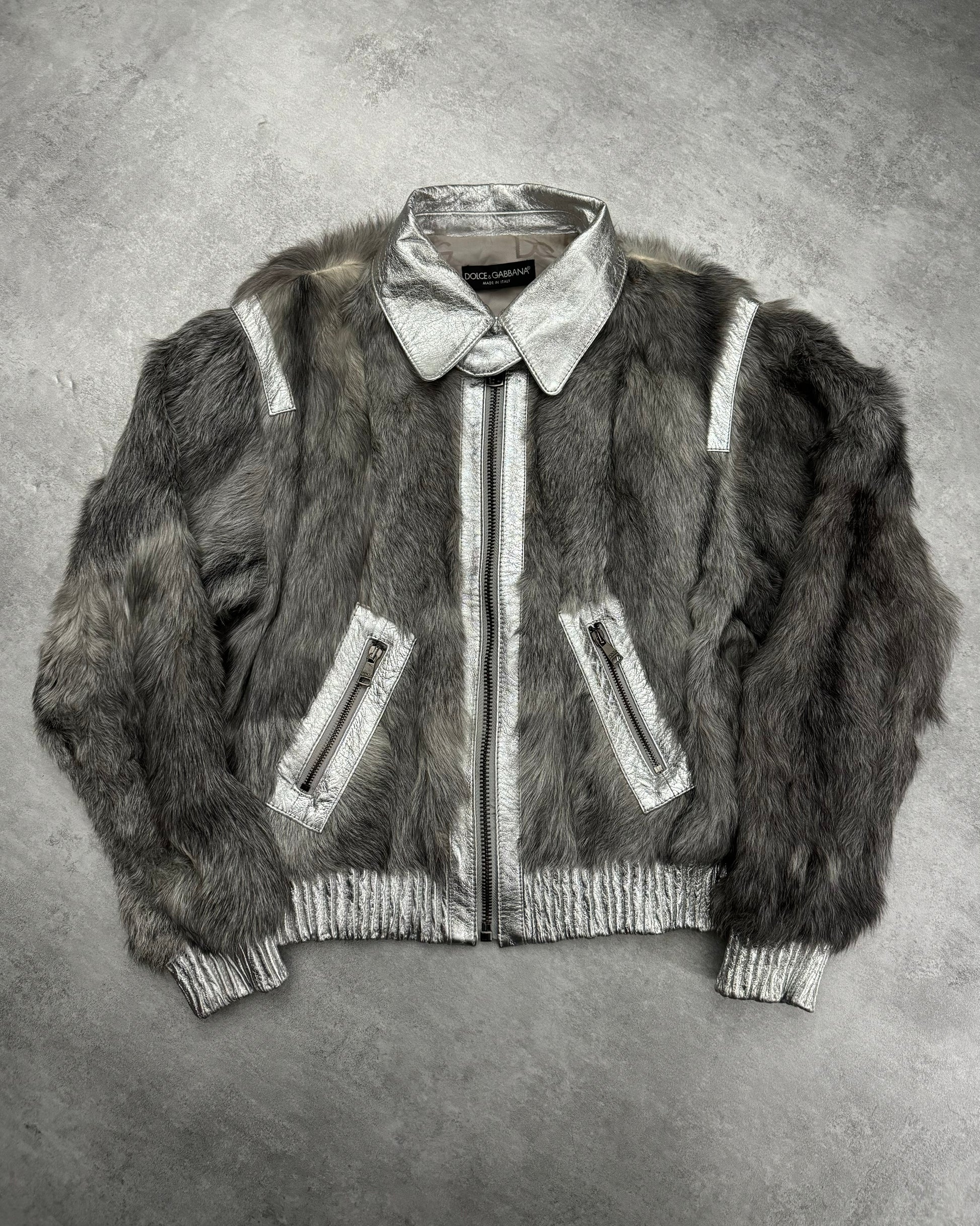 FW2008 Dolce & Gabbana Grey Fur Kid Goat Astro Jacket (XS/S) - 3