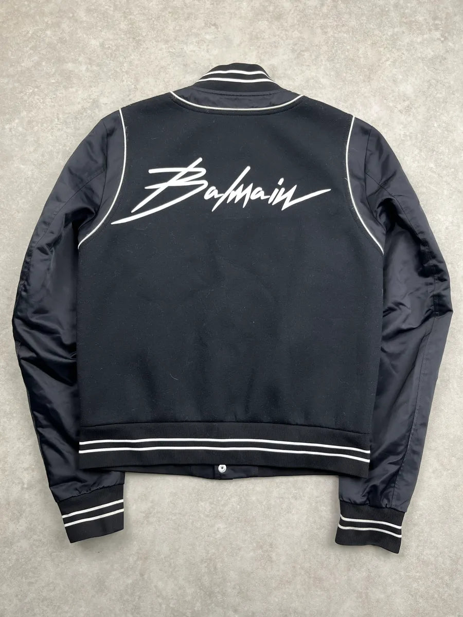 Balmain Black Back Logo Bomber Jacket PSYjvBJx 4