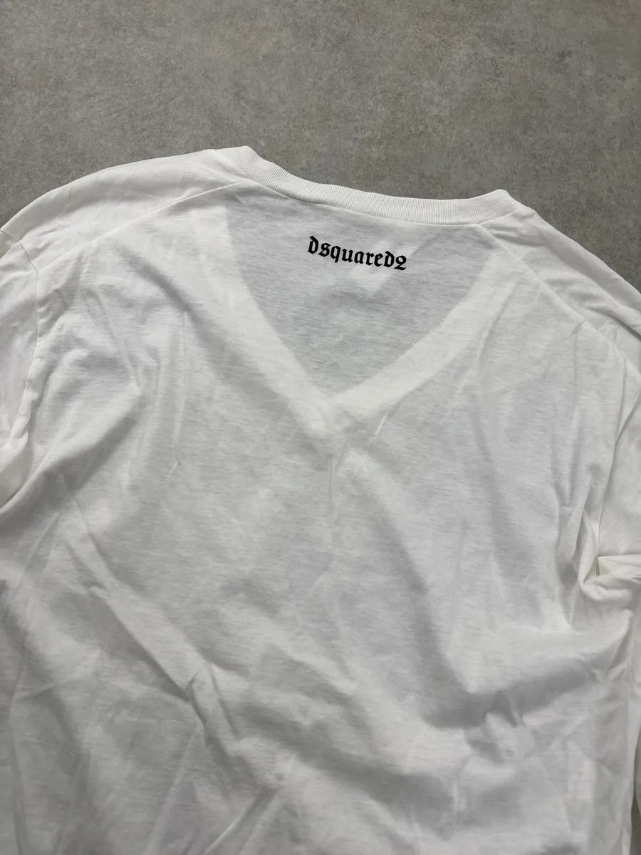 SS2015 Dsquared2 White Eagle Graphic V-Neck Longsleeves PUBxePMb 5