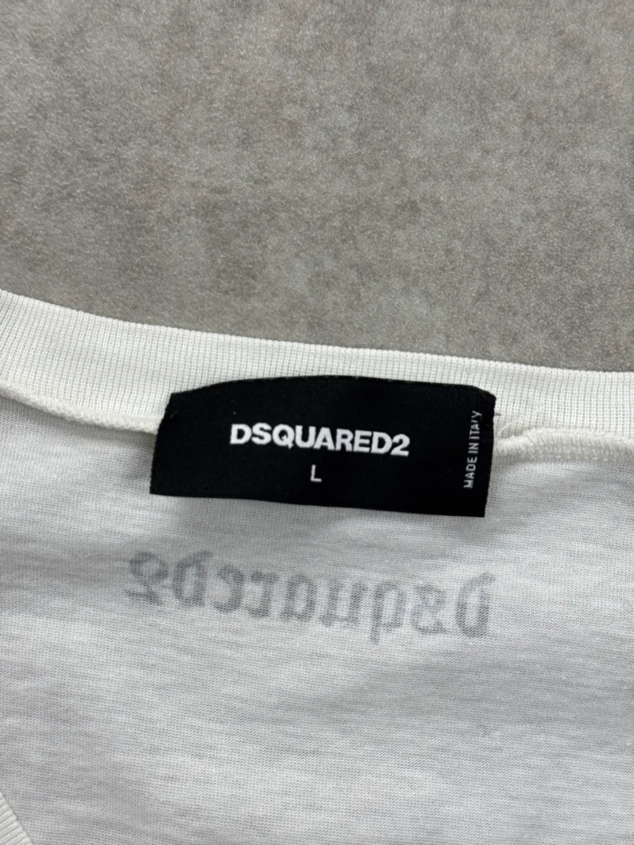 SS2015 Dsquared2 White Eagle Graphic V-Neck Longsleeves PUBxePMb 8