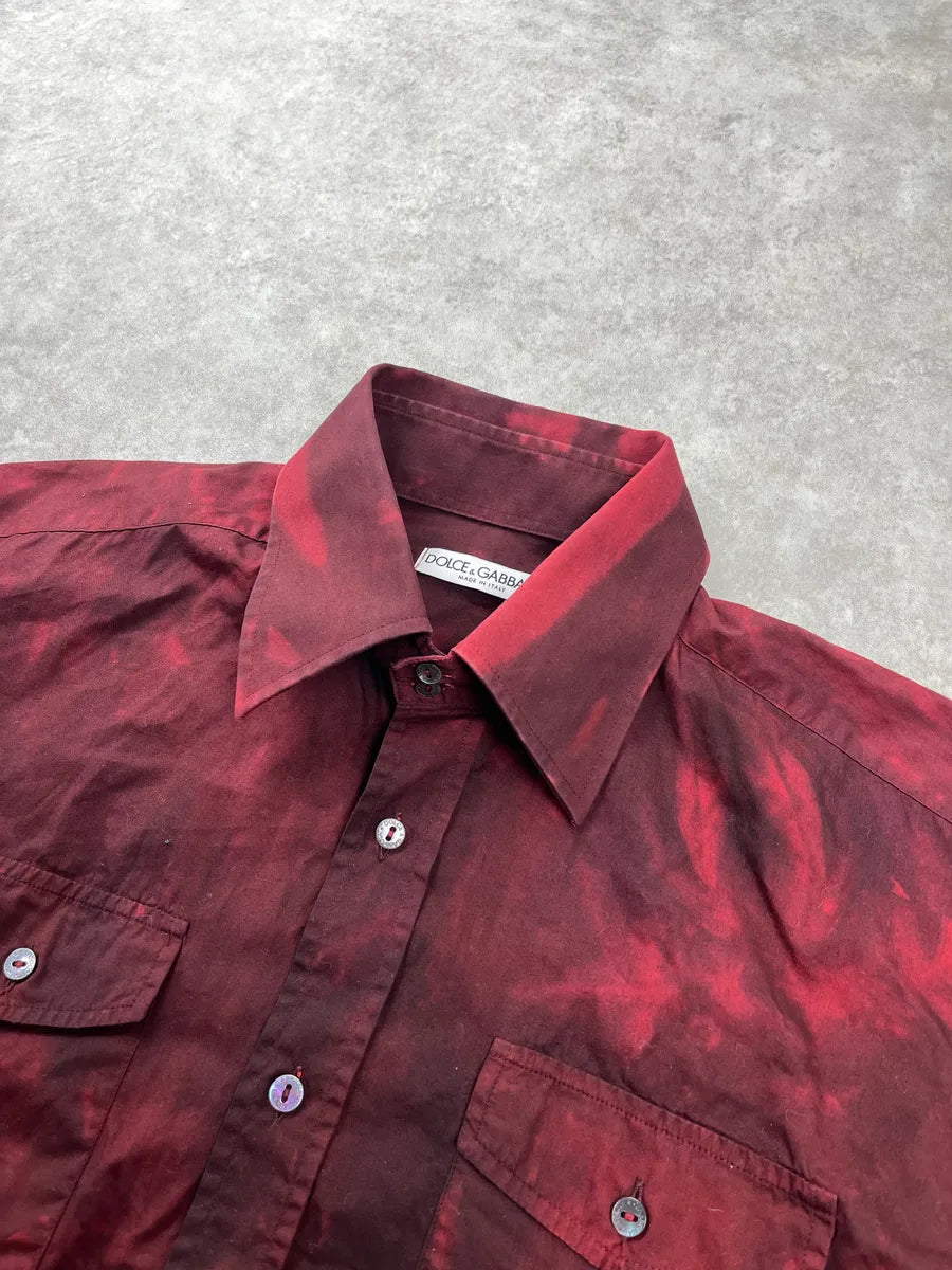 AW2001 Dolce & Gabbana Dyed Dark Red Shirt PWWoQEHE 4