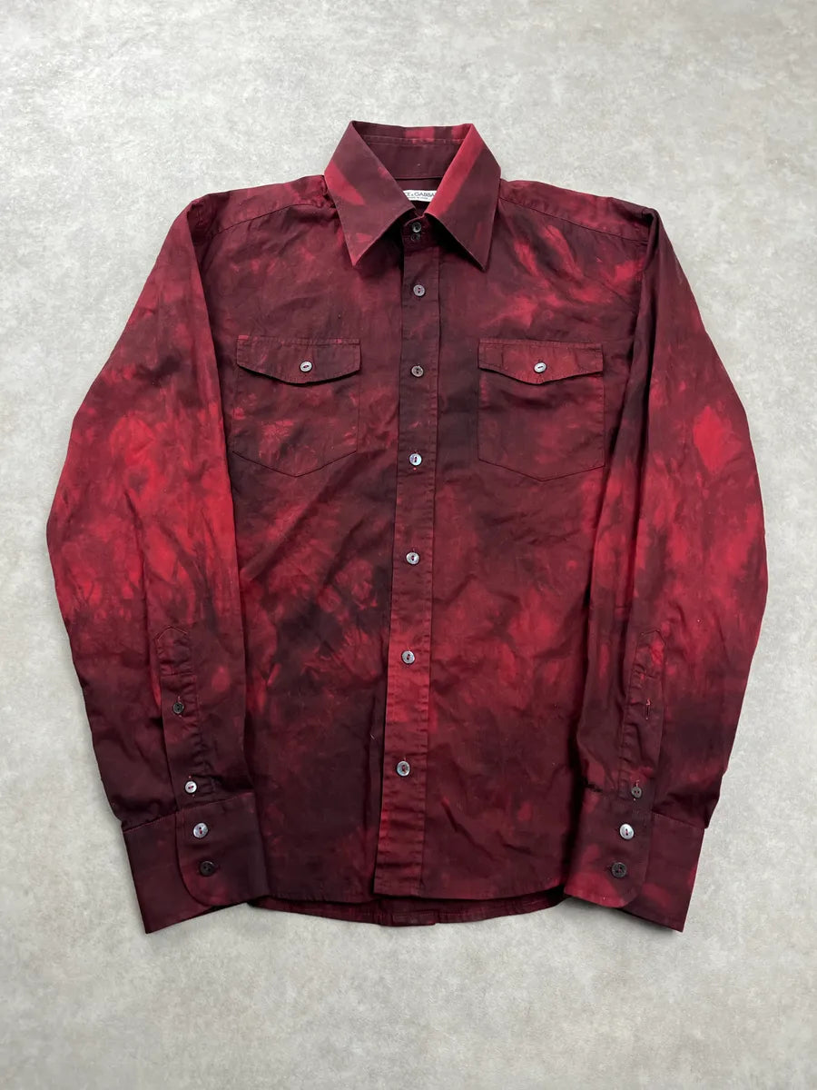 AW2001 Dolce & Gabbana Dyed Dark Red Shirt PWWoQEHE 0