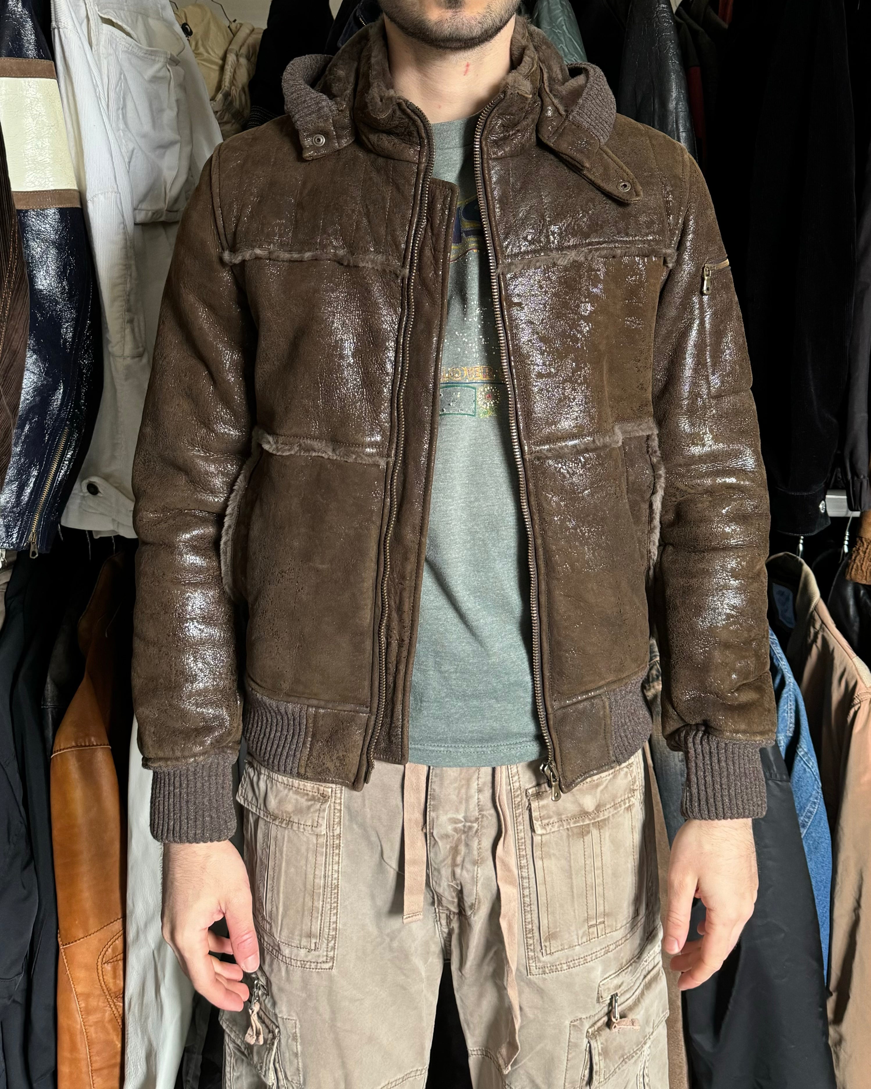 2010s Dolce & Gabbana Rabbit Brown Lamb Leather Cristal Jacket  (M) - 5
