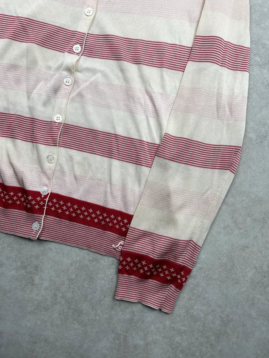 2000s Louis Vuitton Cream Silk Monogram Striped Sweater PYeprRpT 5