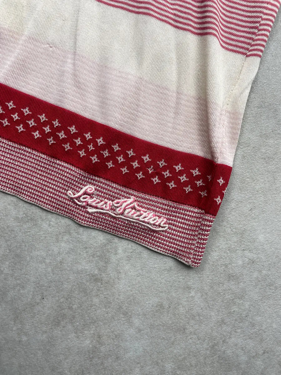 2000s Louis Vuitton Cream Silk Monogram Striped Sweater PYeprRpT 6