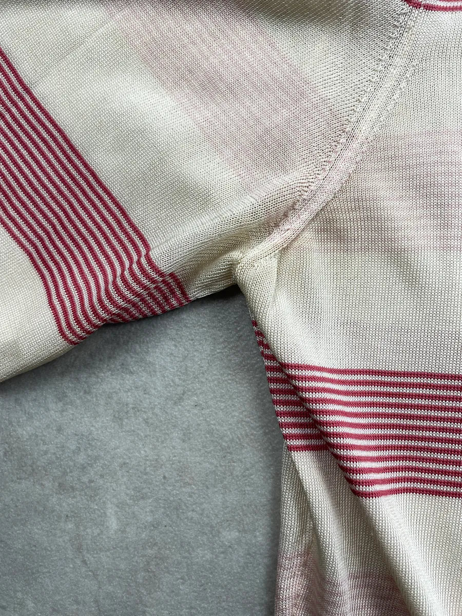 2000s Louis Vuitton Cream Silk Monogram Striped Sweater PYeprRpT 8