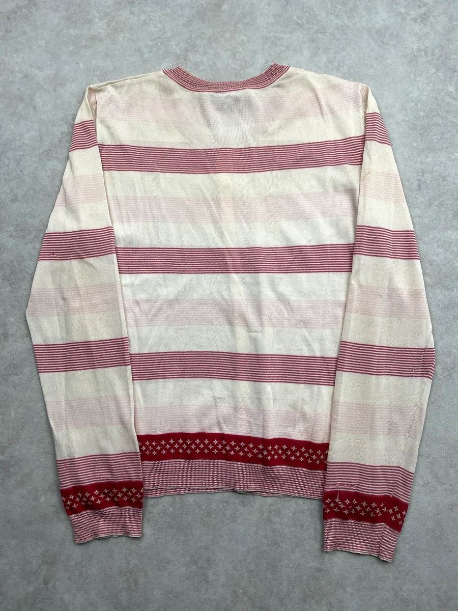 2000s Louis Vuitton Cream Silk Monogram Striped Sweater PYeprRpT 4