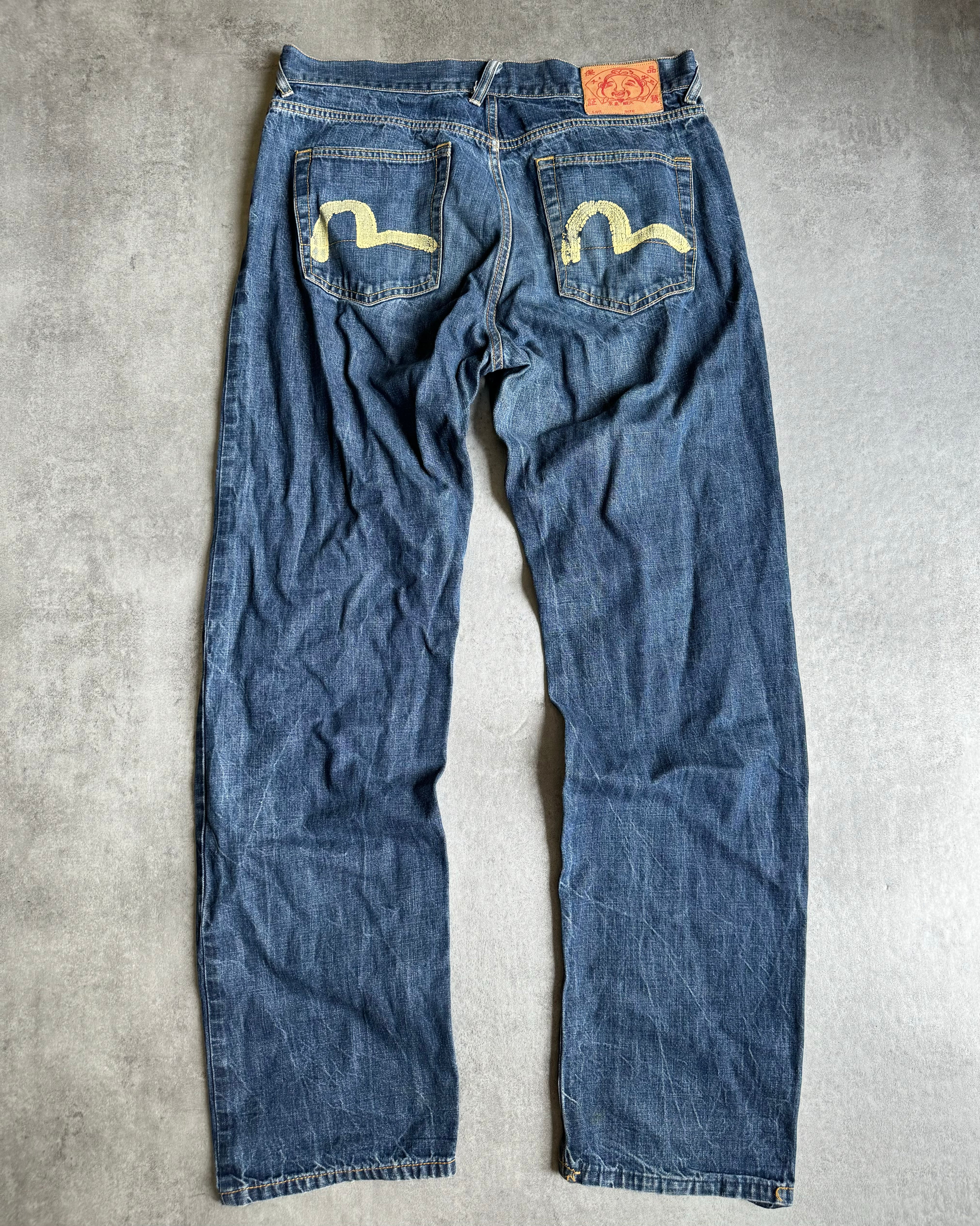 2000s Evisu Logo Japanese Blue Denim Pants (M) - 1