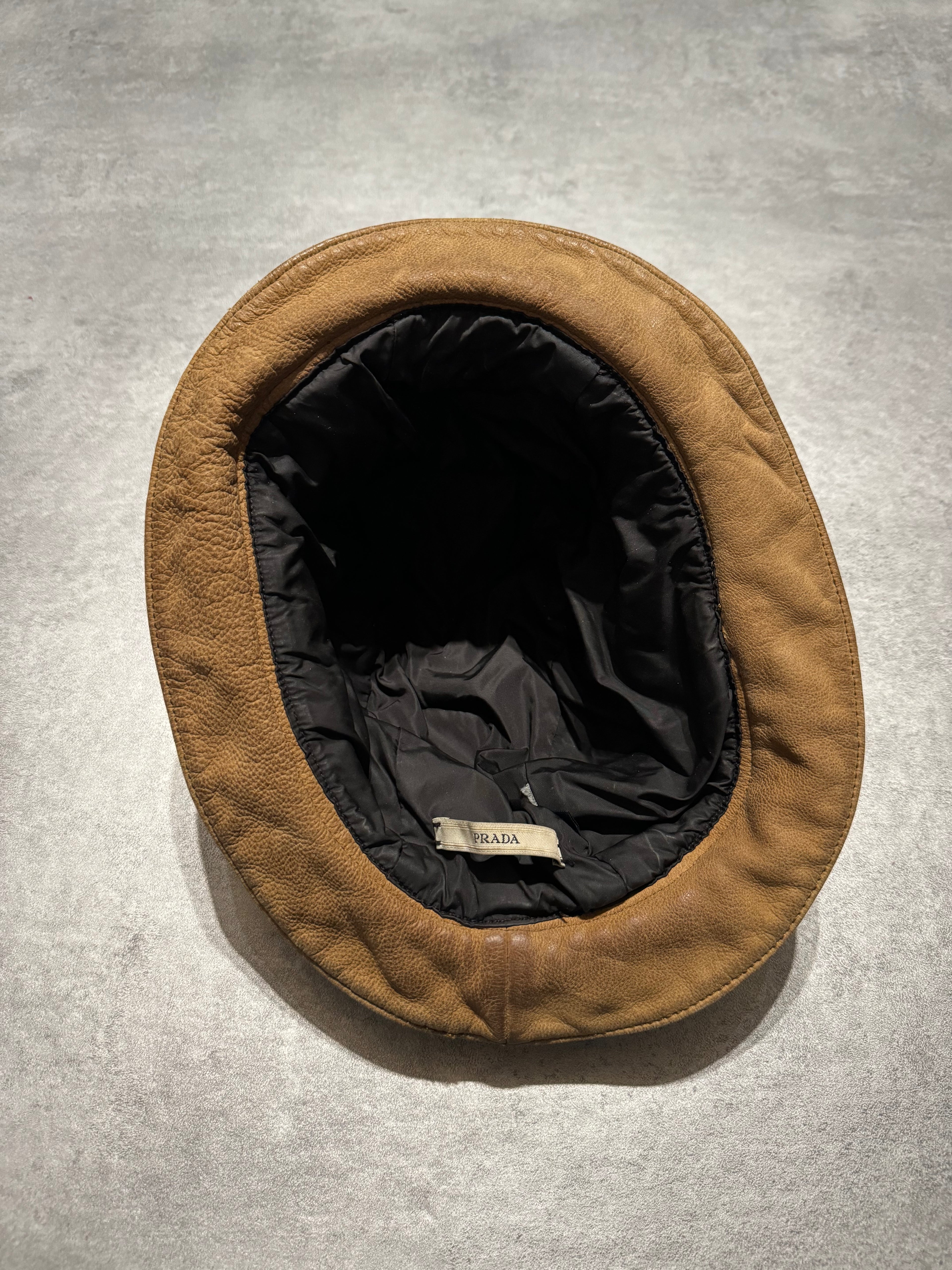 1990s Prada Beige Leather Hat (OS) - 8