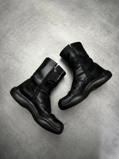 FW1999 Prada Ankle Vibram Black Leather Boots (42) - 7