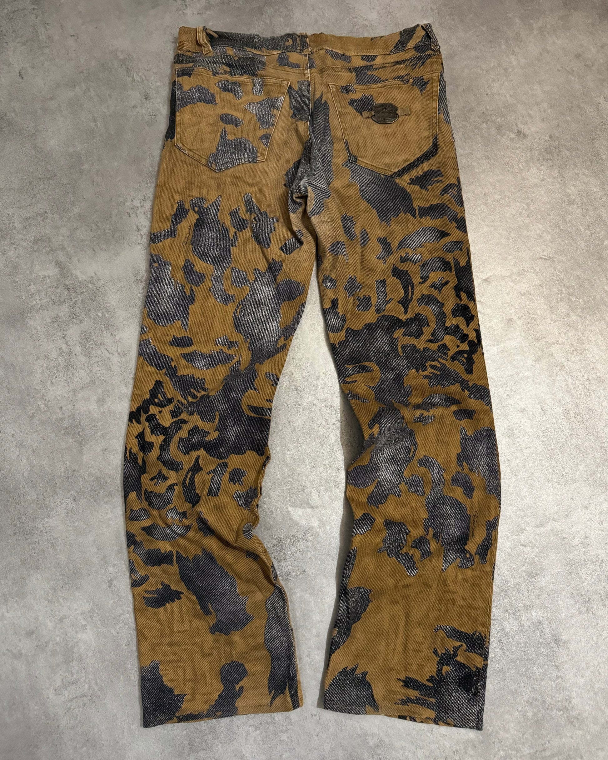 AW2001/02 Roberto Cavalli Brown Crow Peace Camouflage Pants  (S) - 2