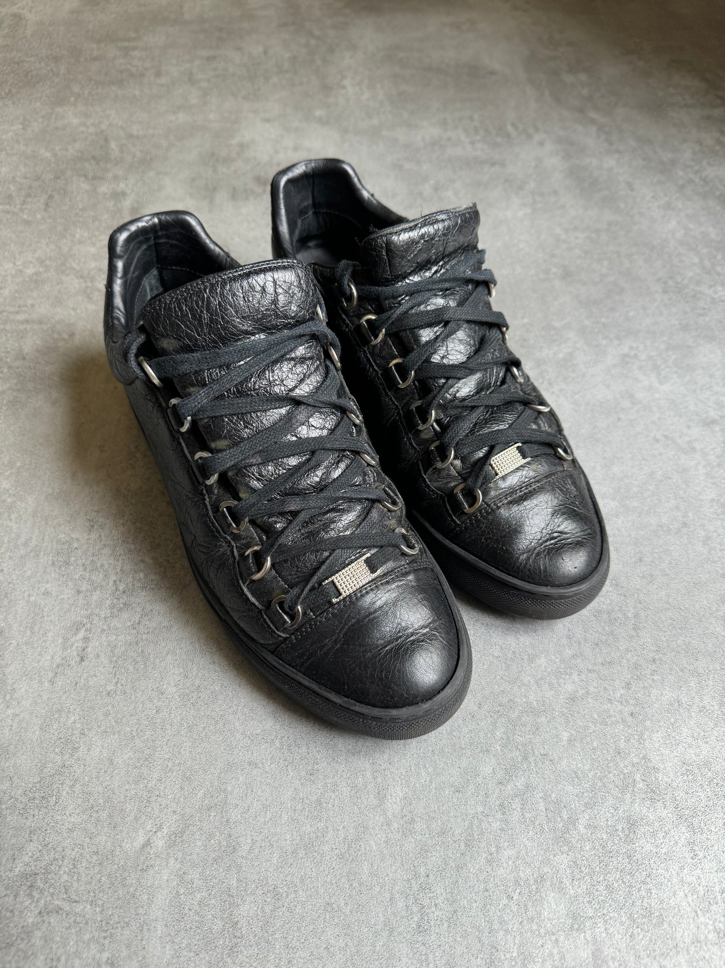 Balenciaga Arena Low Black Leather Shoes (42) - 4