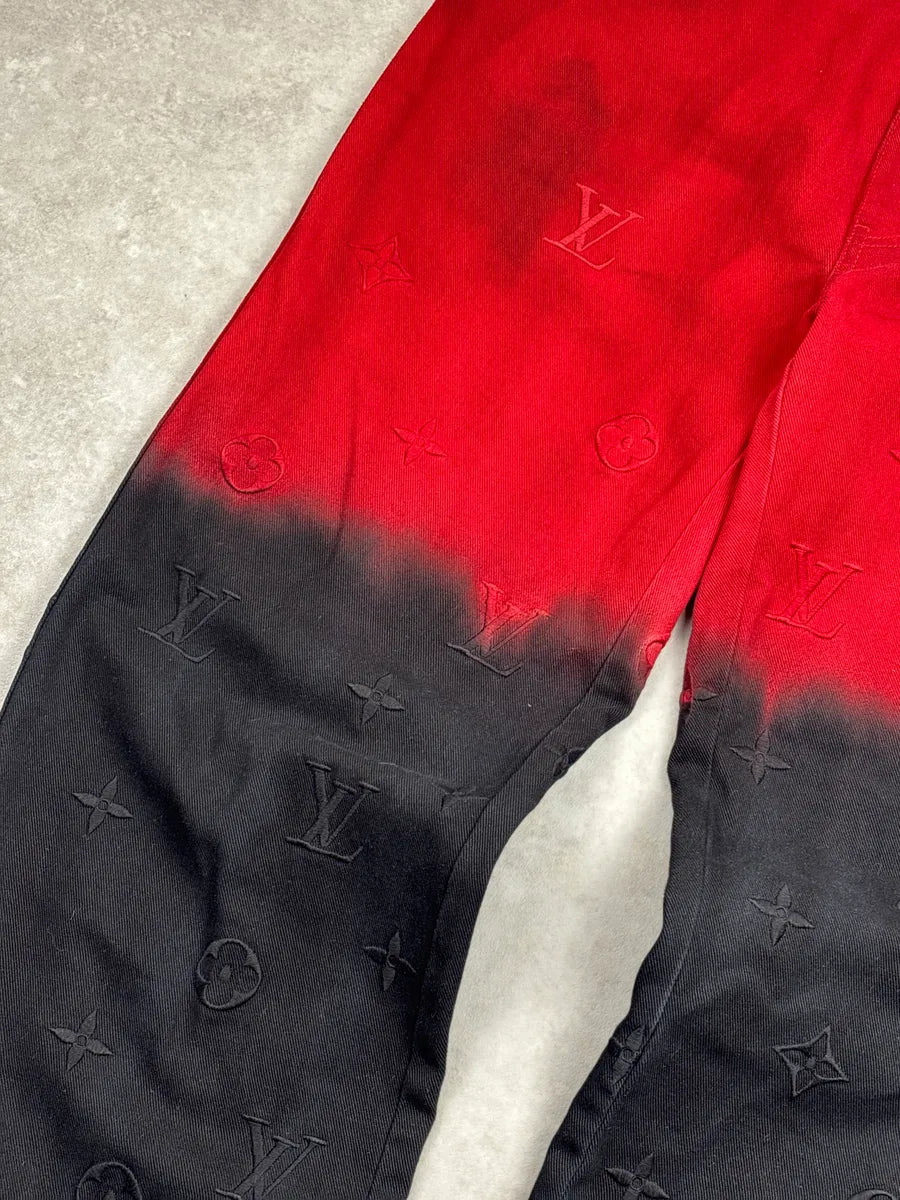 SS2024 Louis Vuitton Red Denim Monogram Ombré Straight-Leg Jeans PfiGEwVS 4