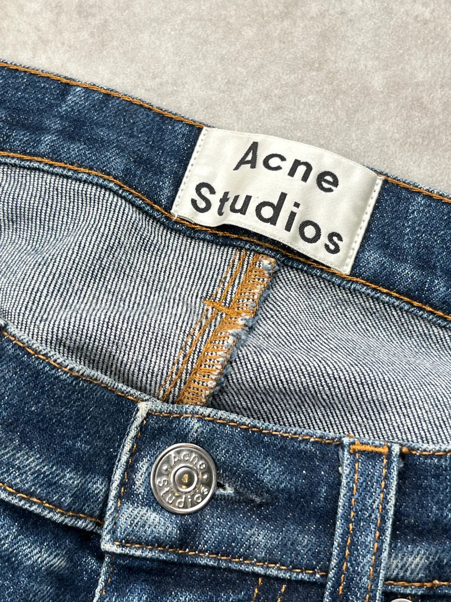 Acne Studios Medium Blue Denim Distressed Slim Jeans PsEDGxkP 9