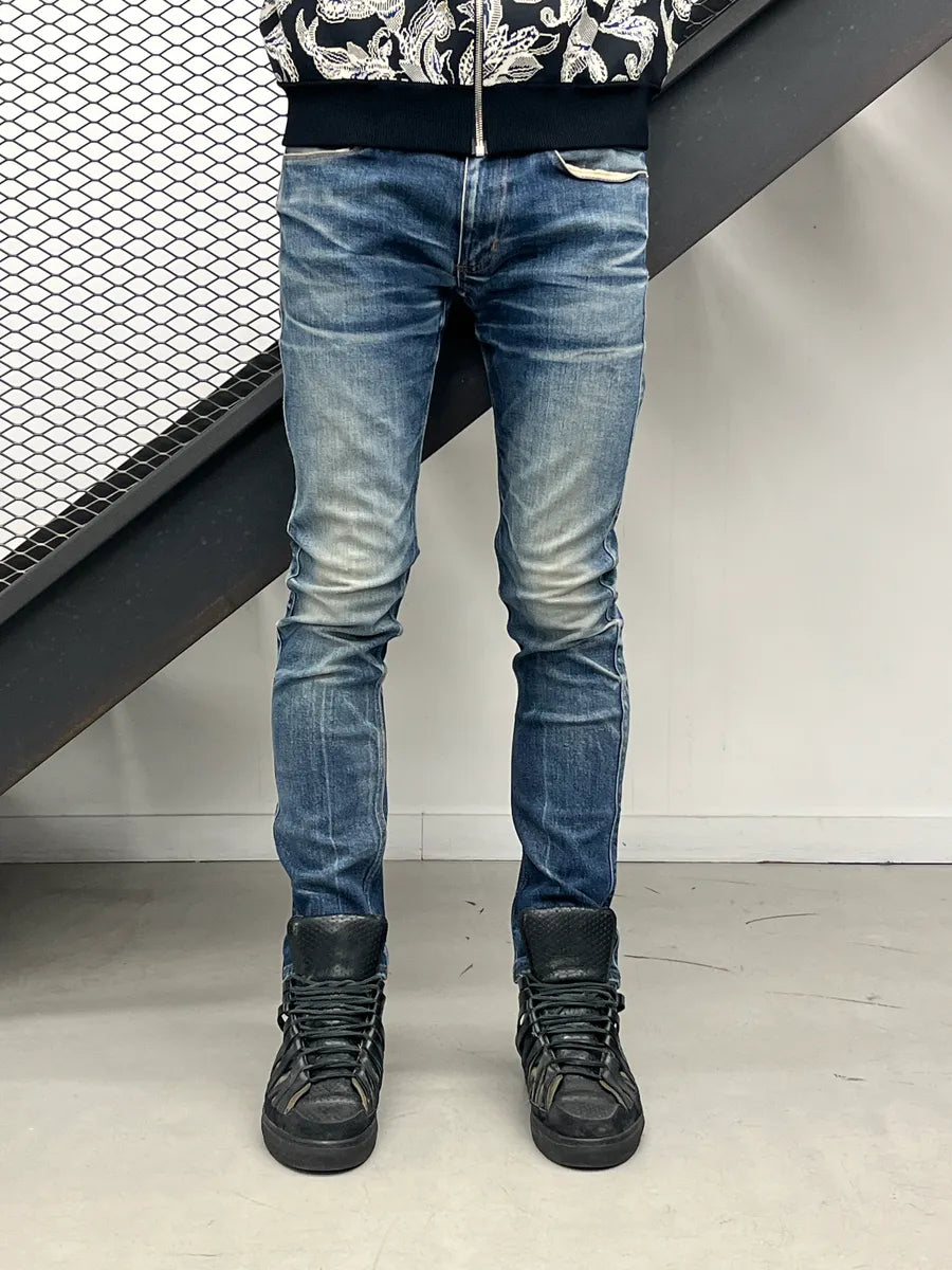 Acne Studios Medium Blue Denim Distressed Slim Jeans PsEDGxkP 1