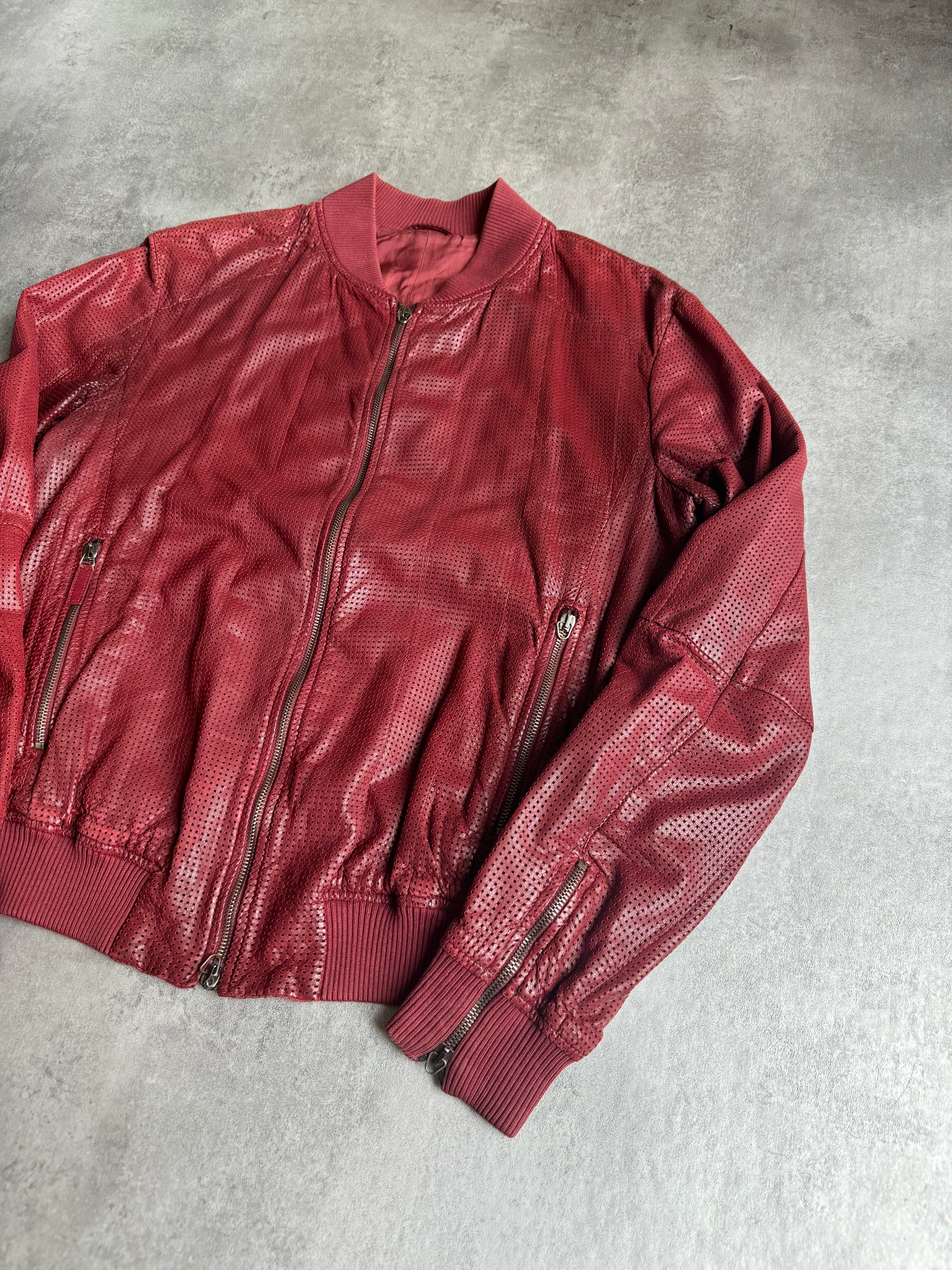 SS2010 Emporio Armani Red Lamb Leather Pure Italian Jacket (M) - 11