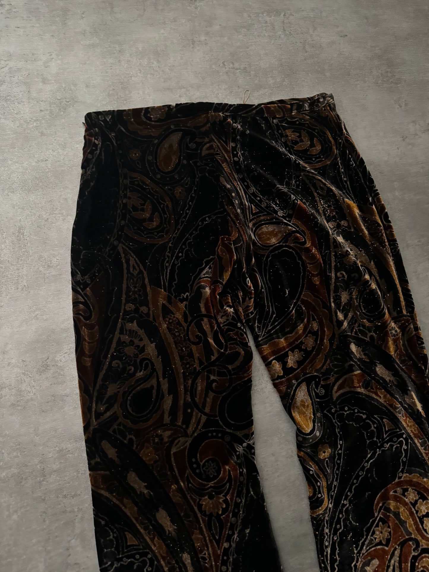 AW1999 Roberto Cavalli Obscure Orange Space Smooth Velvet Pants (M) - 3