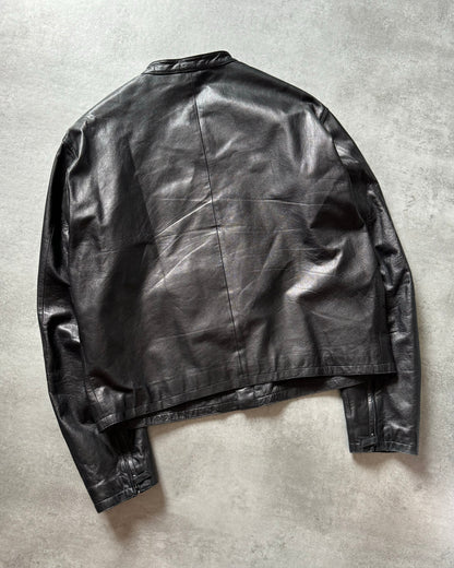 1990s Emporio Armani Cozy Black Prime Leather Jacket (XL) - 4
