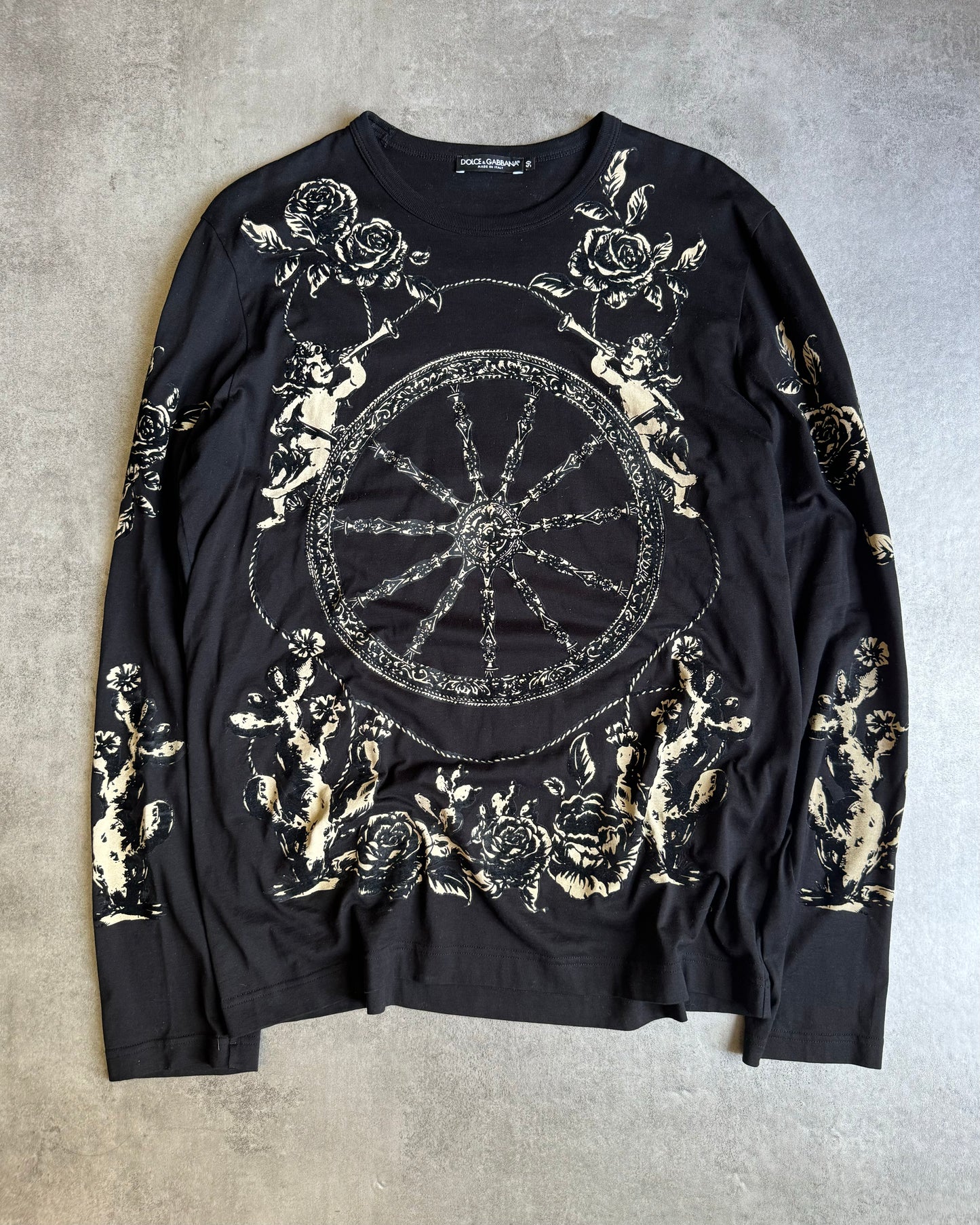 2010s Dolce & Gabbana Renaissance Velvet Embroideries Black Longsleeves (M) - 8