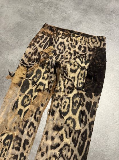 2000s Roberto Cavalli Deconstructed Leopard Magma Exploration Pants (S) - 5