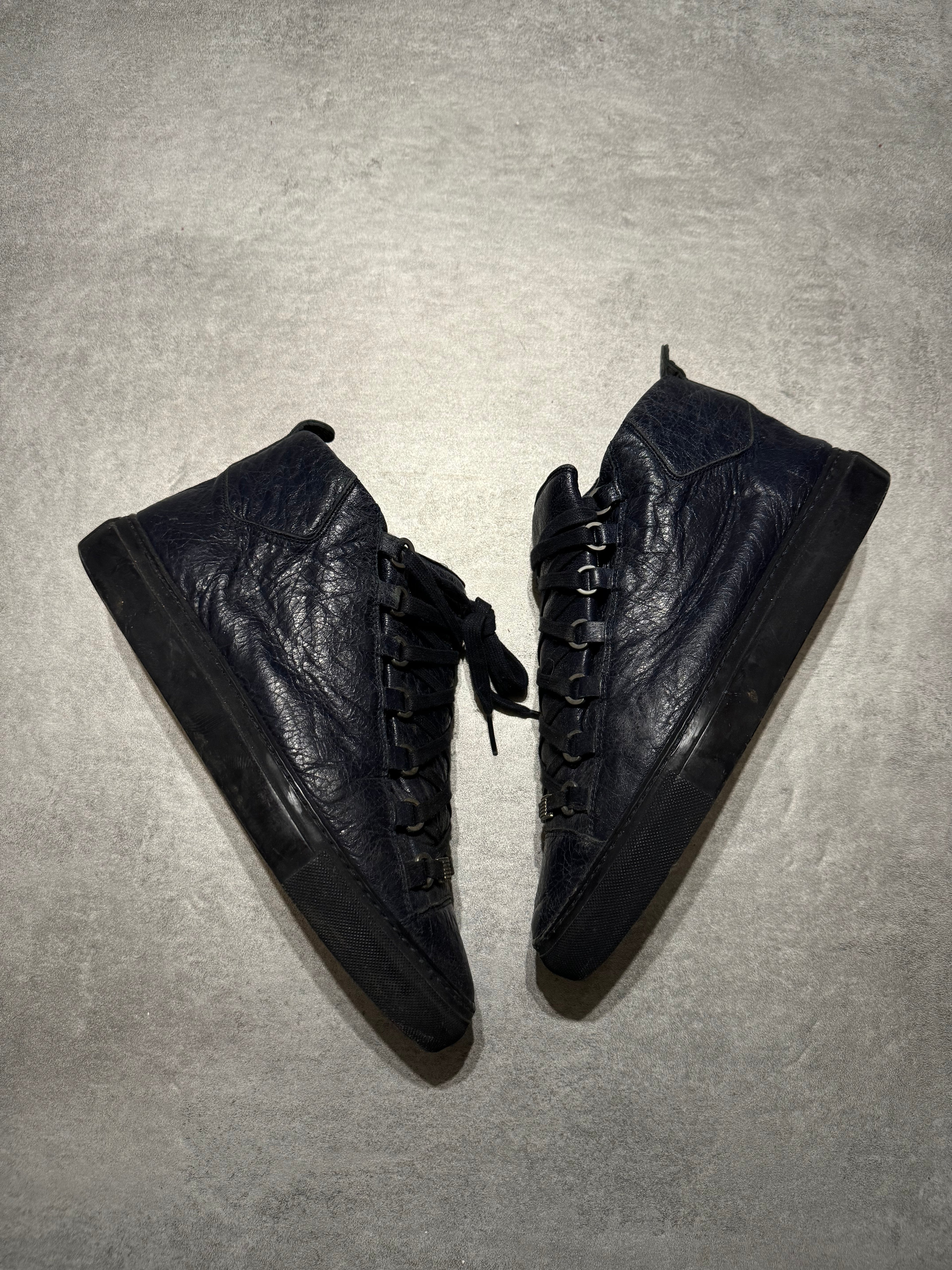 Balenciaga Arena Navy High Top Leather Sneakers (42,5) - 7