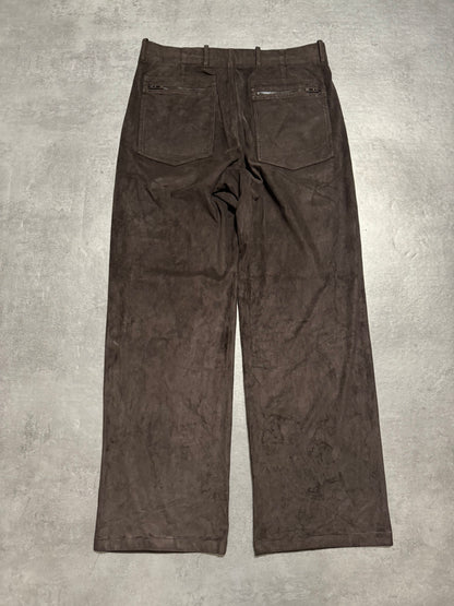 Giorgio Armani Brown Suede Textured Elegant Cozy Pants (M/L) - 2