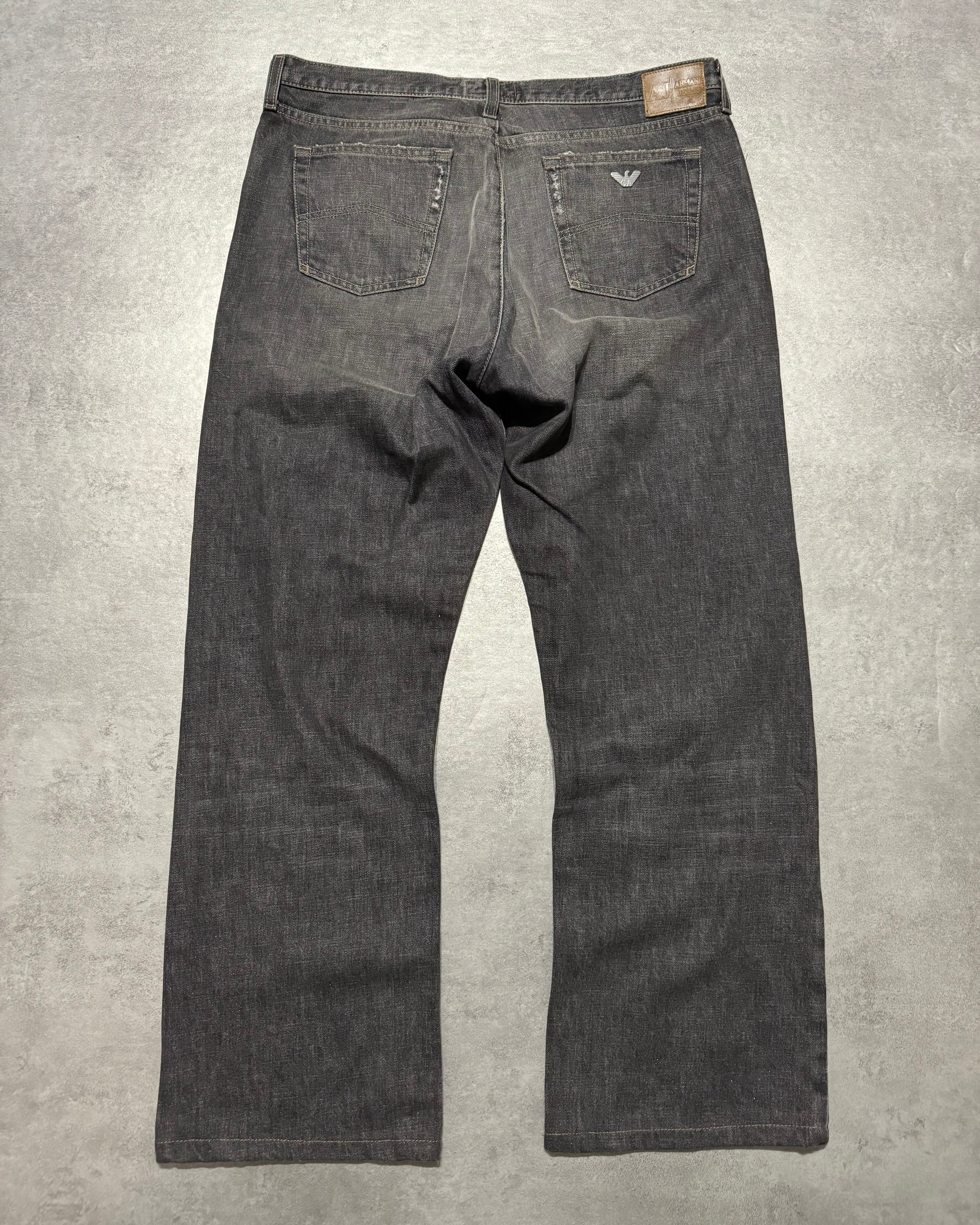 2000s Armani Grey Large Cozy Denim Jeans (L) - 2