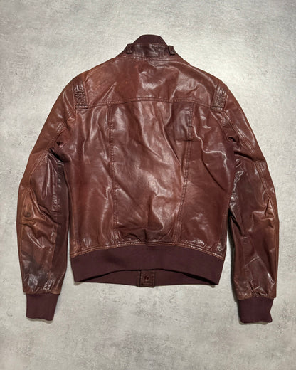 2000s Dolce & Gabbana Bordeaux Button Ups Leather Rebel Jacket (M) - 2