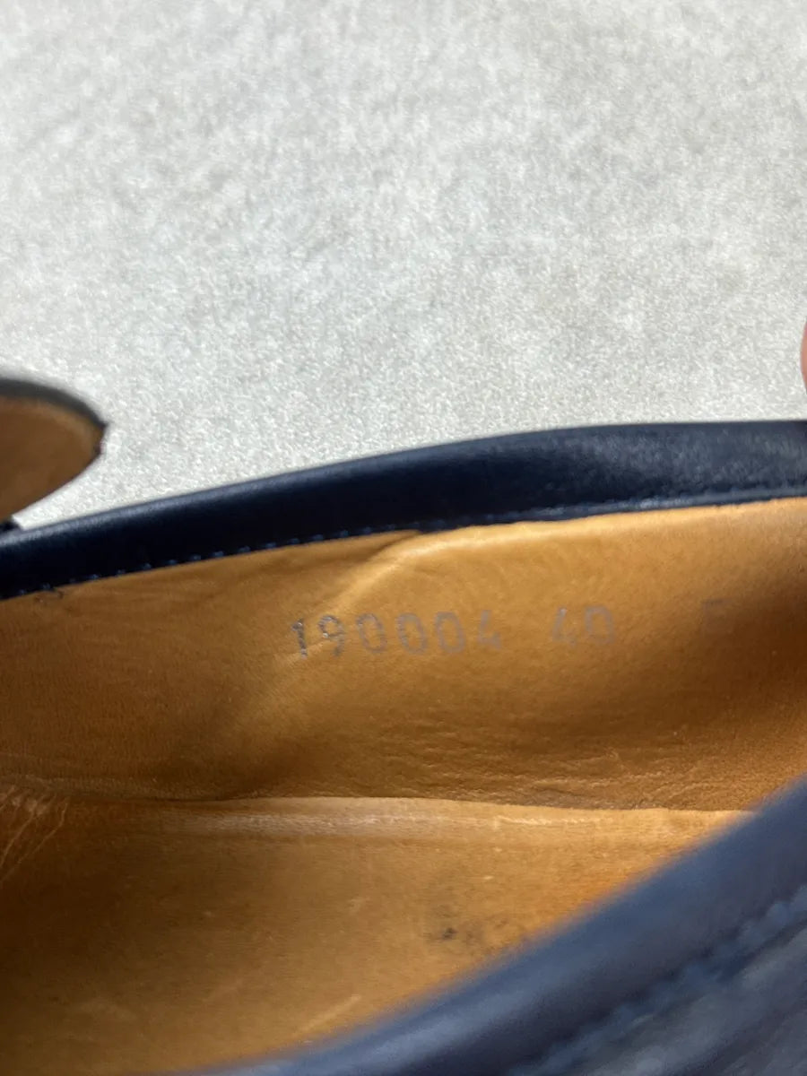 Gucci Navy Leather Horsebit Signature Stripe Loafers Shoes QFxSOkwM 10
