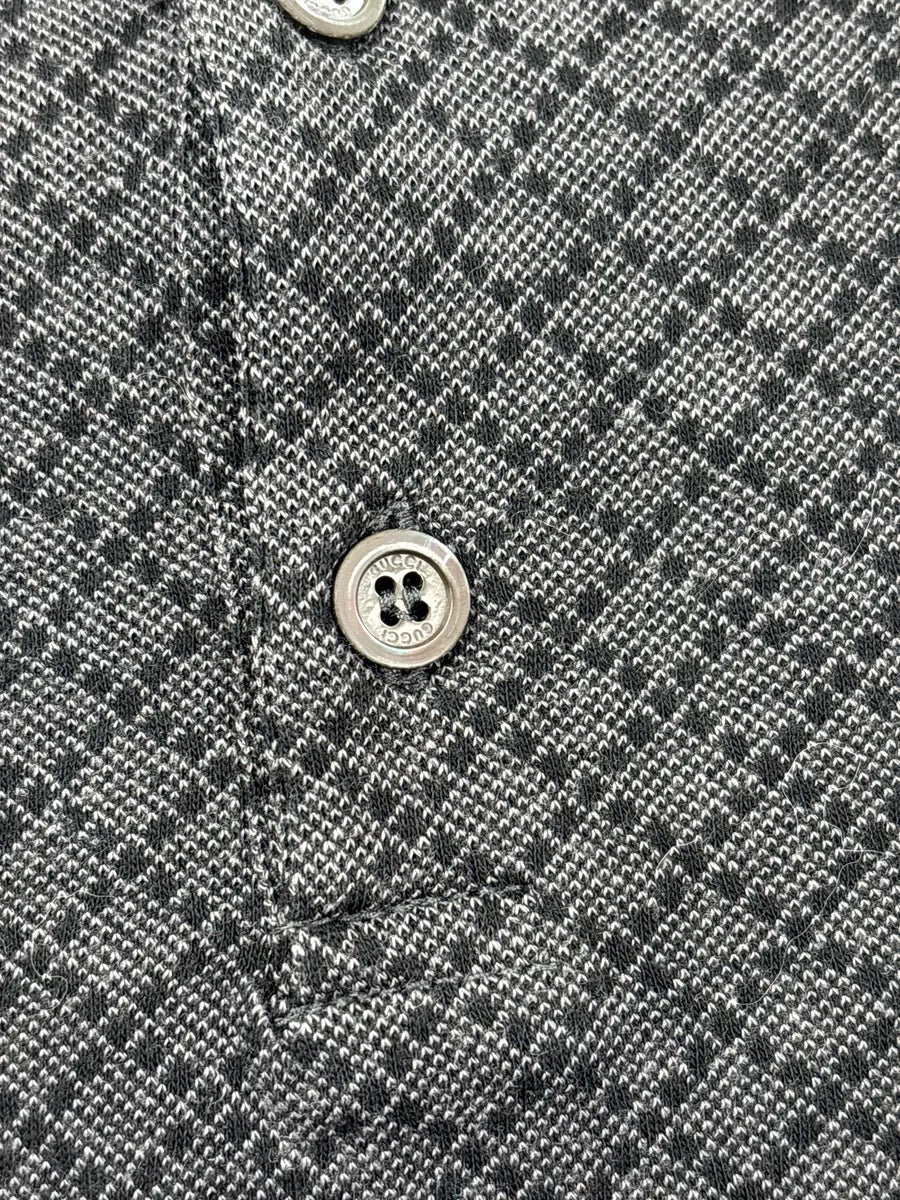 2000s Gucci Grey Geometric Knit Contrast Collar Polo QGidlneP 7