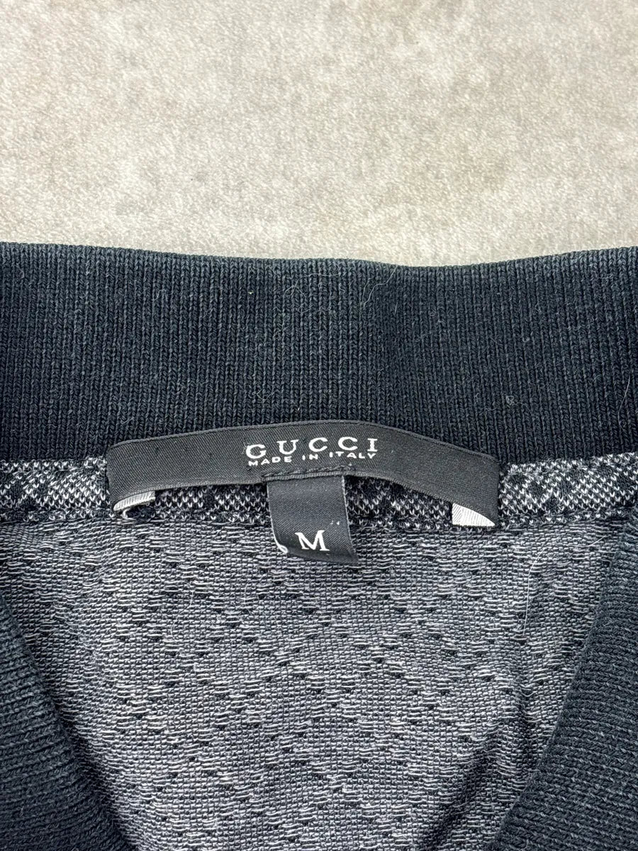 2000s Gucci Grey Geometric Knit Contrast Collar Polo QGidlneP 8