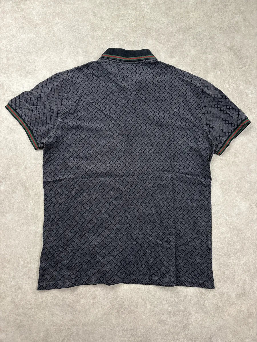 2000s Gucci Grey Geometric Knit Contrast Collar Polo QGidlneP 5
