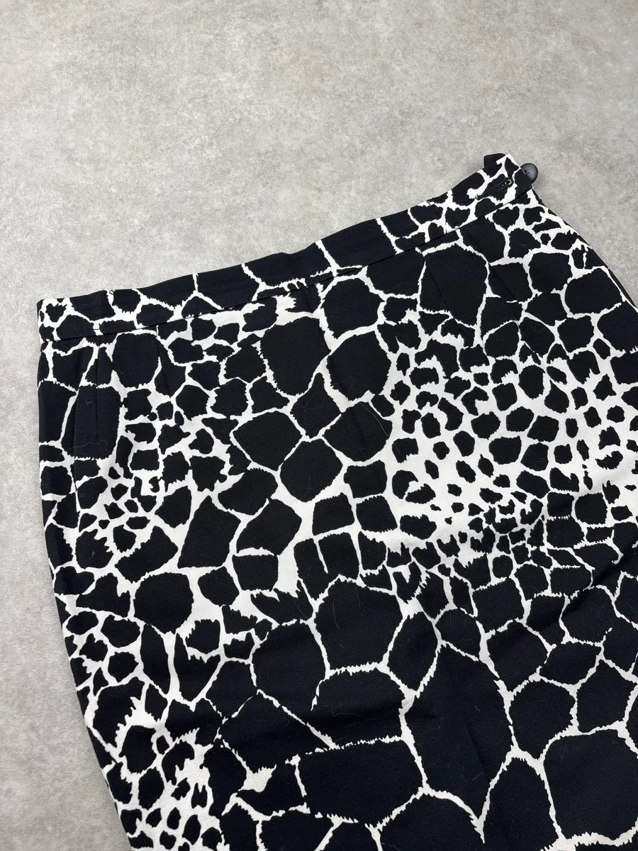 1990s Yves Saint Laurent Black & White Giraffe Print Skirt QJYKrWfq 5