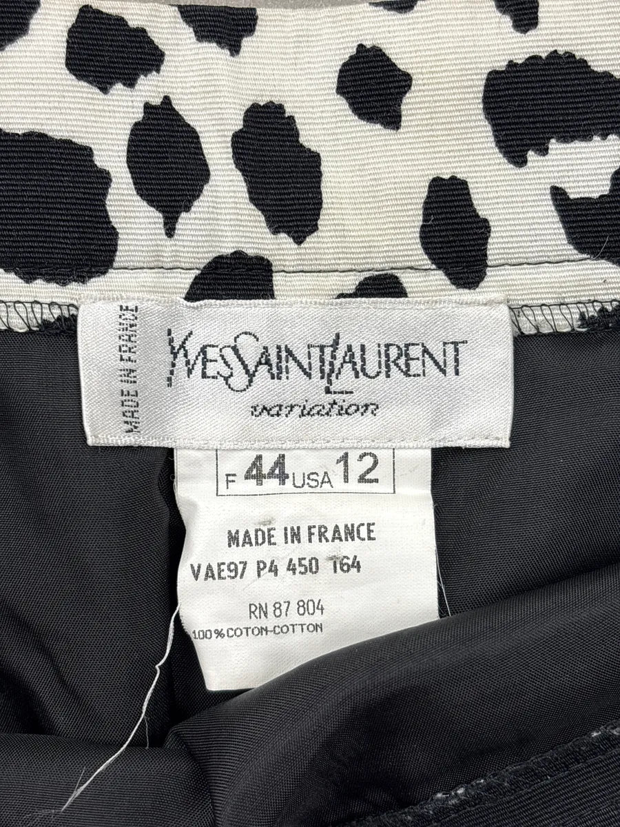 1990s Yves Saint Laurent Black & White Giraffe Print Skirt QJYKrWfq 9