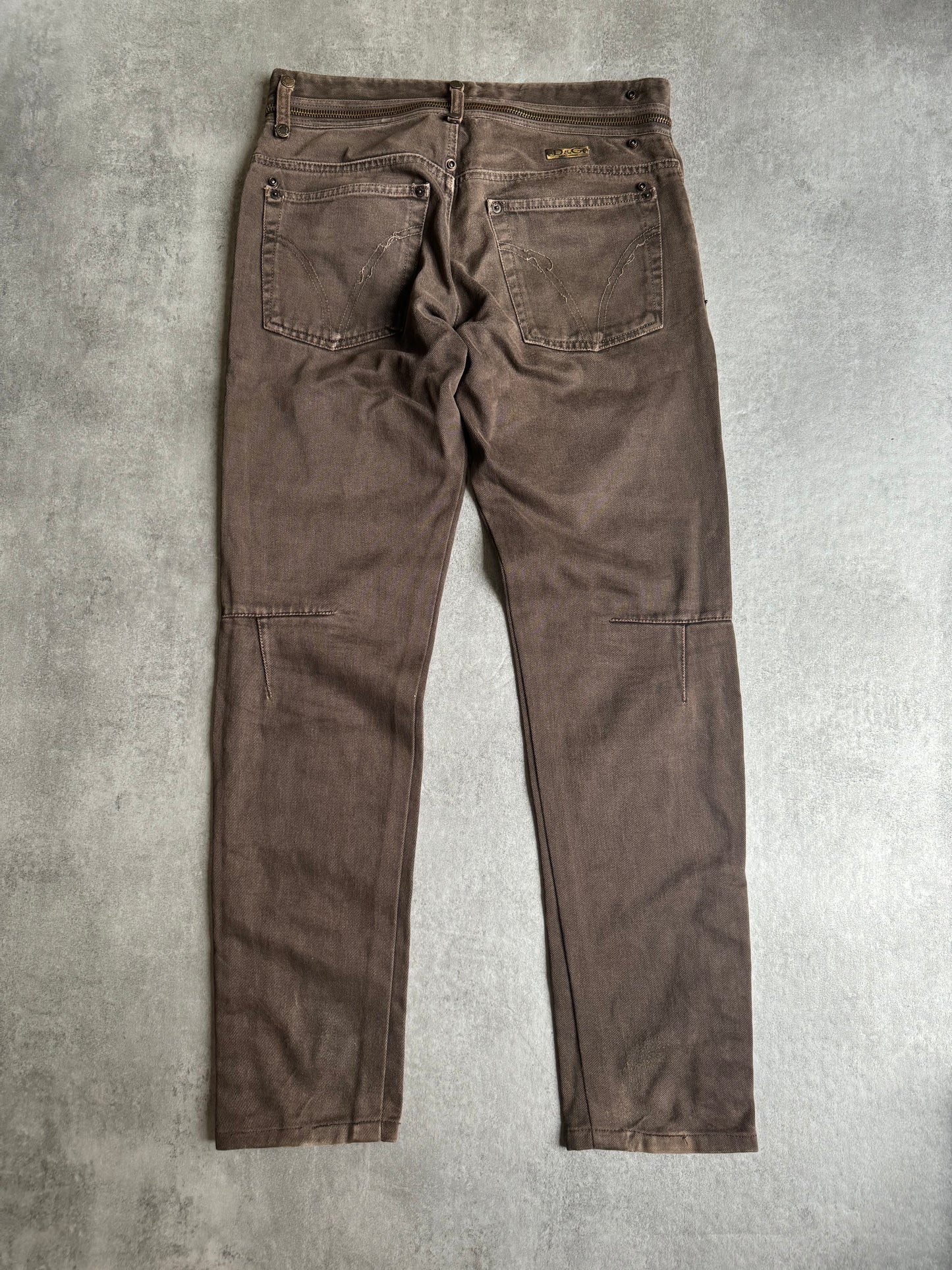 AW2003 Dolce & Gabbana Brown Zipped Pants (M) - 5