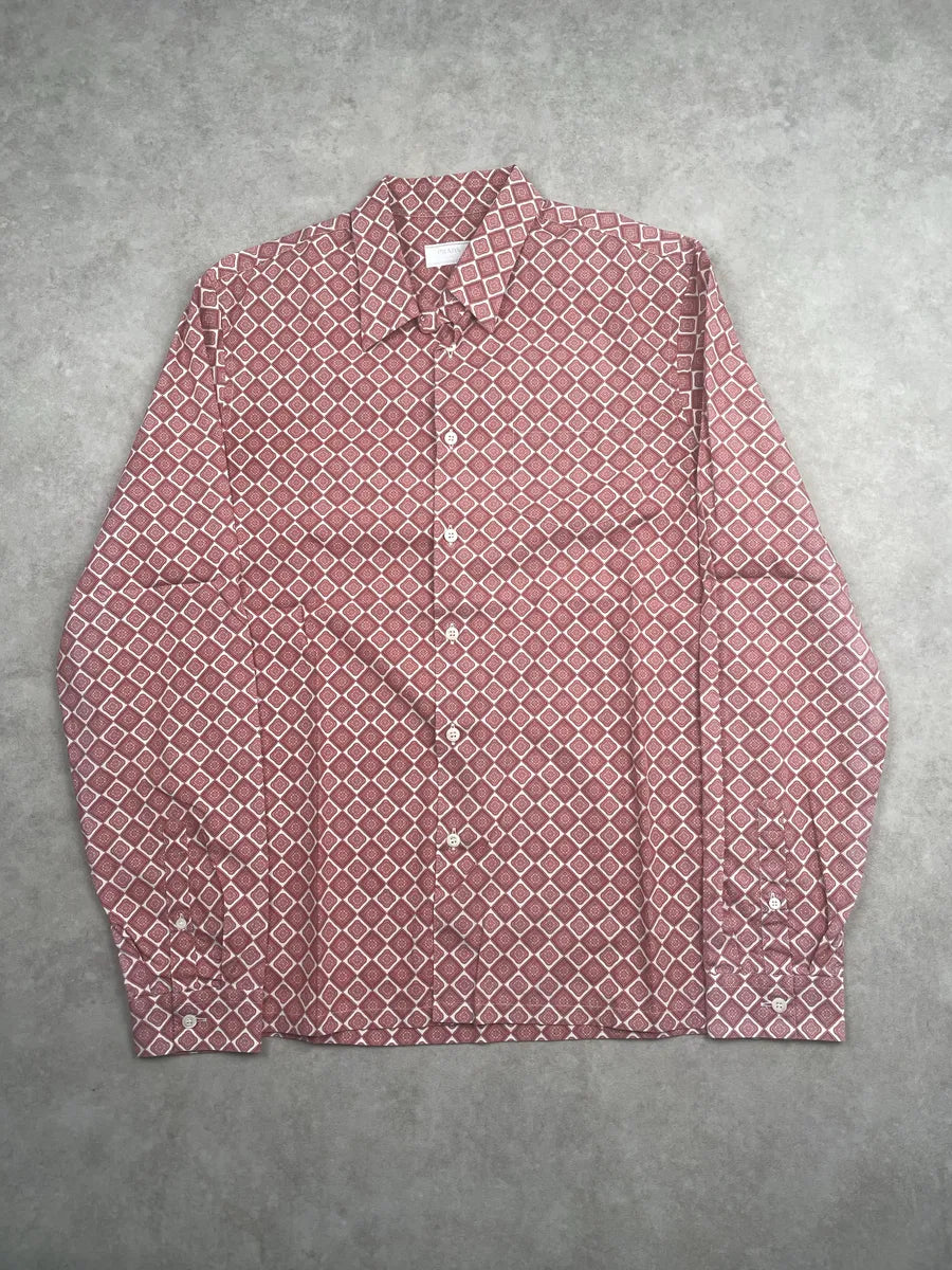 2000s Prada Dusty Red Geometric Tile Shirt QJzrTlIU 3