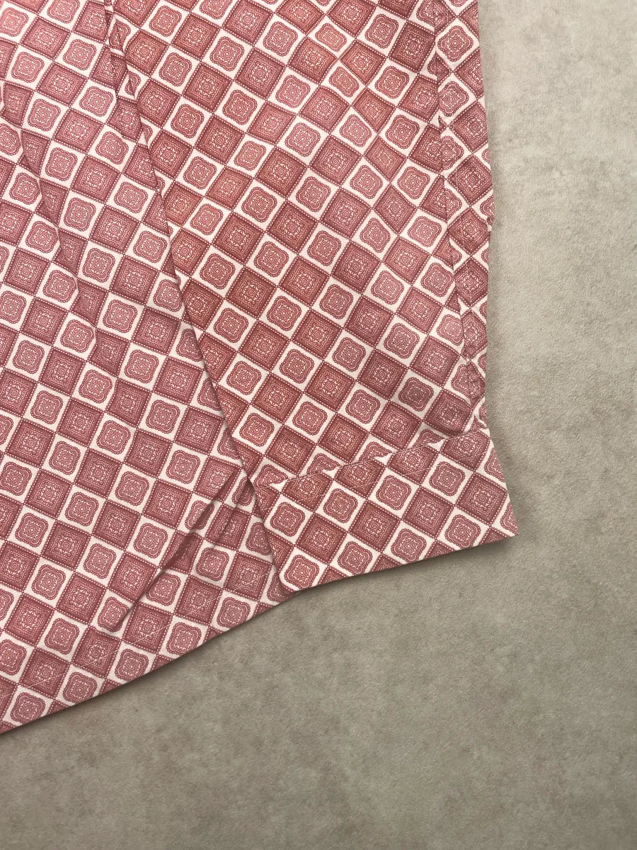 2000s Prada Dusty Red Geometric Tile Shirt QJzrTlIU 8