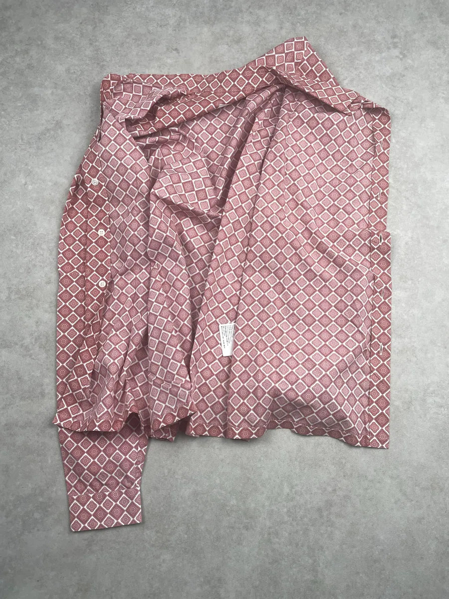 2000s Prada Dusty Red Geometric Tile Shirt QJzrTlIU 6