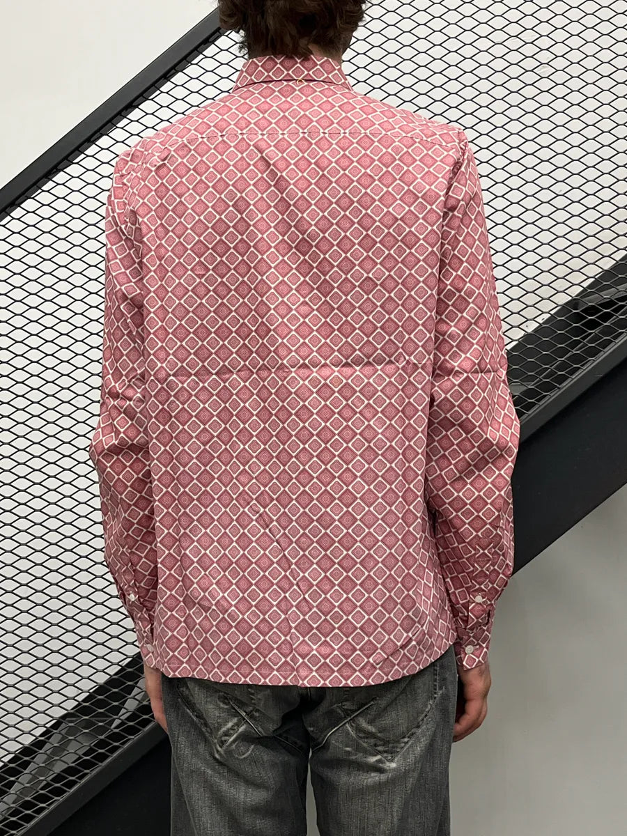 2000s Prada Dusty Red Geometric Tile Shirt QJzrTlIU 2