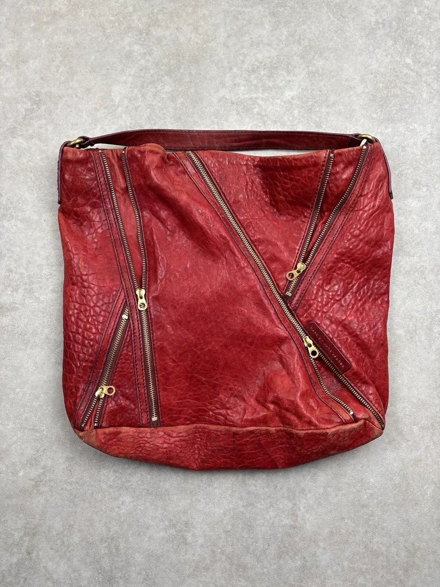 Marc Jacobs Red Leather Diagonal Zip Shoulder Bag QKGubScq 1